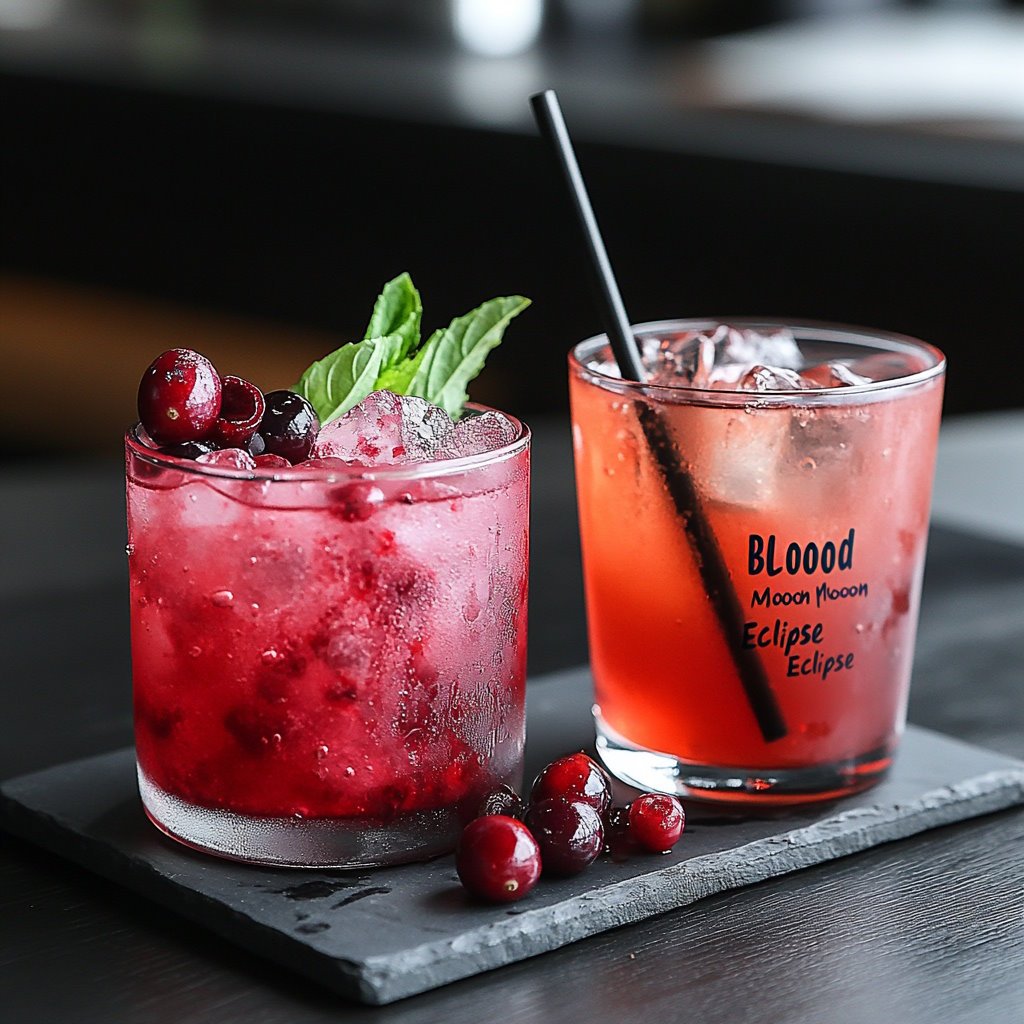 Blood Moon" Punch and "Eclipse" cocktail